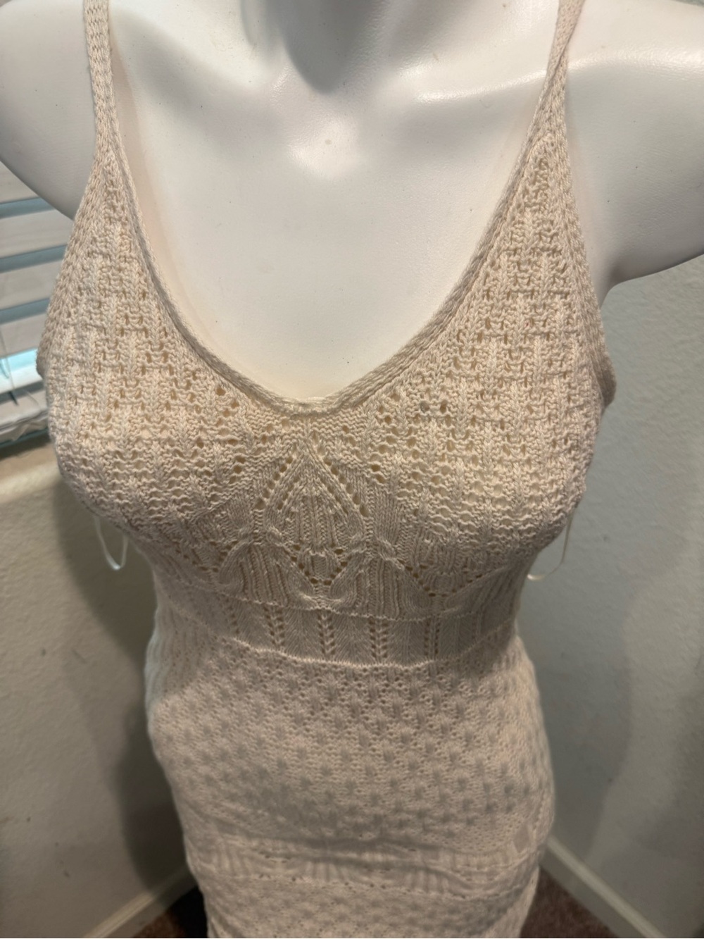 Boho Crochet Knit Bodycon Midi Dress Coastal Freshman 1996 Cottagecore Resort - Picture 3 of 5